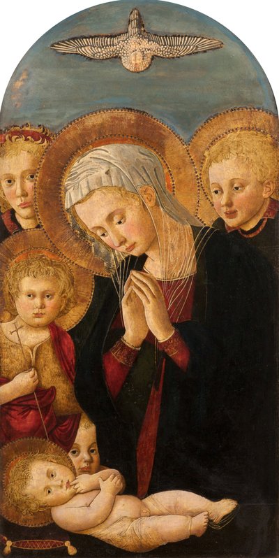 Madonna Adoring the Christ Child, with St John the Baptist and Angels by Pier Francesco Fiorentino